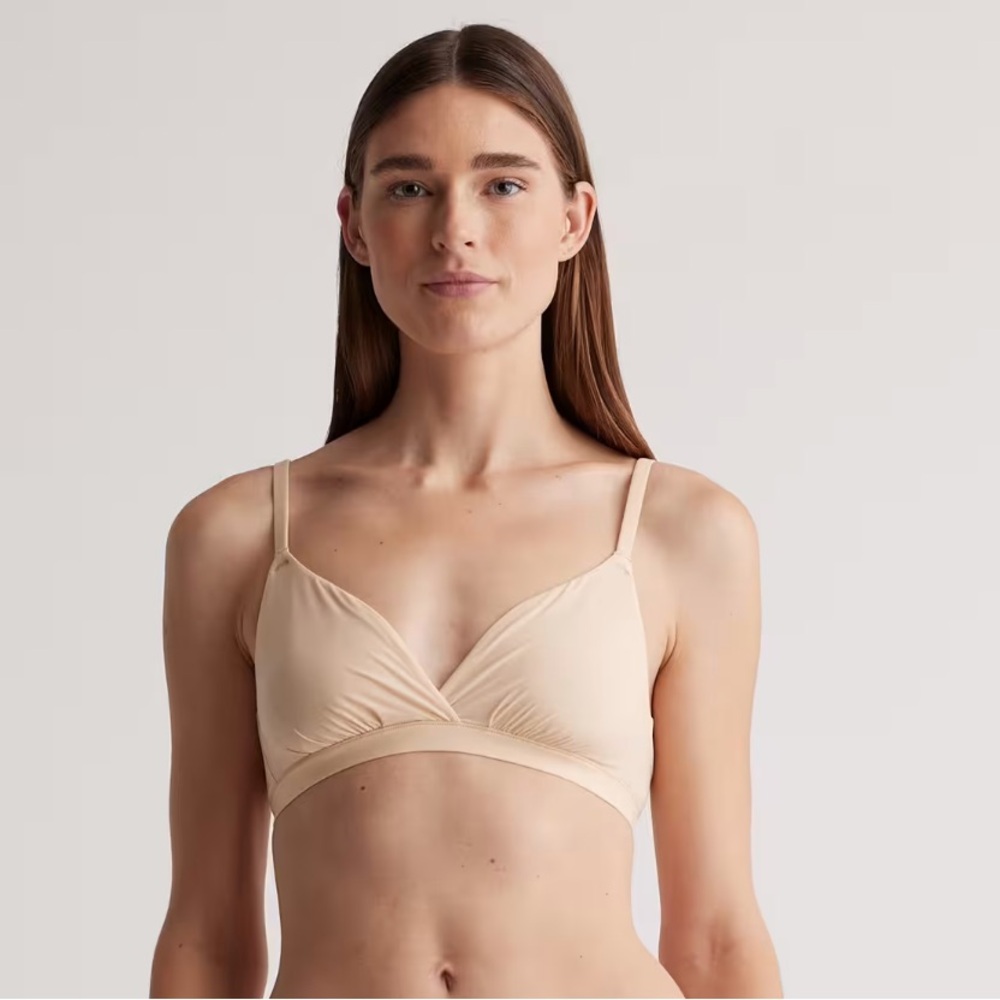 NEW QUINCE Pack Of 2 Second Skin Crossover Bralettes Beige 17